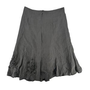 Vintage Moa Moa Black Midi Flair Skirt Rose Embellishments Goth Fairy Grunge L
